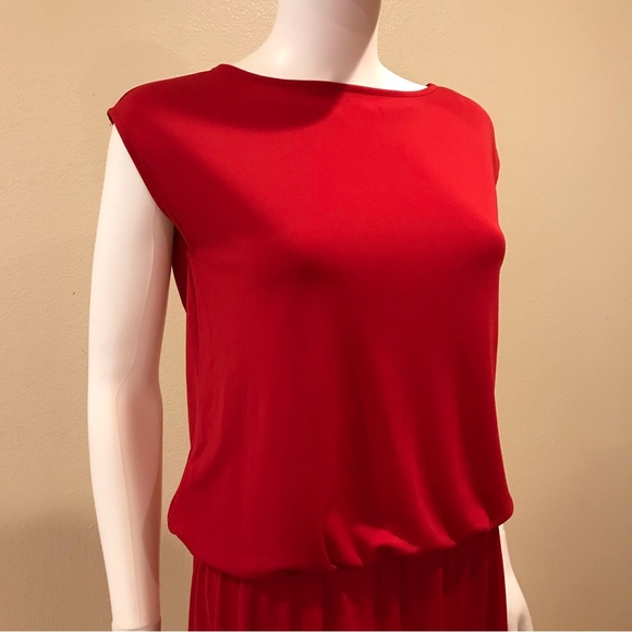 Talbots Petites Red Pullover Dress Size Small Cap Sleeve Elastic Waist Easy Care - Picture 6 of 8